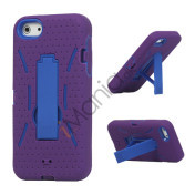 Snap-on Defender Case Cover med Holder til iPhone 5 - Lilla / Blå