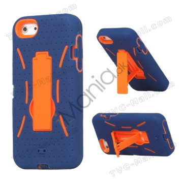 Snap-on Defender Case Cover med Stand til iPhone 5 - Blå / Orange