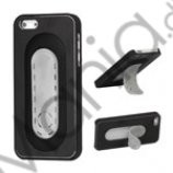 Børstet Metal & Plastic Combo Stand Case iPhone 5 cover - Sort