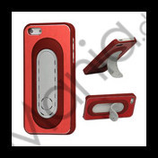 Børstet Metal & Plastic Combo Stand Case iPhone 5 cover - Red