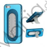 Børstet Metal & Plastic Combo Stand Case iPhone 5 cover - Blå