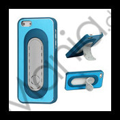 Børstet Metal & Plastic Combo Stand Case iPhone 5 cover - Blå