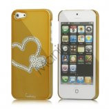 Hjerte Smykkesten Indlagt Galvaniseret Hard Case til iPhone 5 - Gold