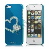 Hjerte Smykkesten Indlagt Galvaniseret Hard Case til iPhone 5 - Capri Blå