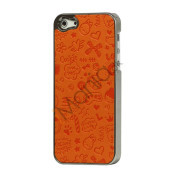 Tegneserie Graffiti Læder Coated Hard Case til iPhone 5 - Orange