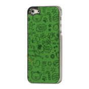Tegneserie Graffiti Læder Coated Hard Case til iPhone 5 - Grøn