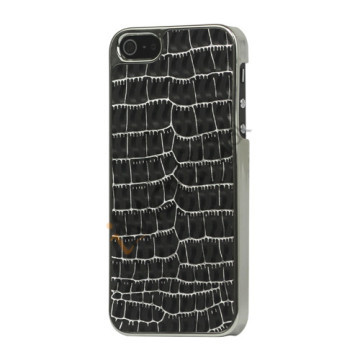 Krokodille Leather Skin Metalbelagt Hard Case iPhone 5 cover - Sort