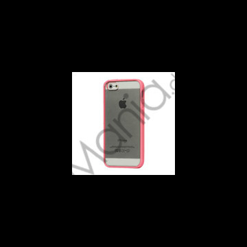 TPU Bumper Ramme Clear Transparent Plastic Combo Beskyttelses Case til iPhone 5 - Pink
