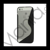 Populært S-line Plastic & TPU Combo Cover Case til iPhone 5 - Transparent / Sort