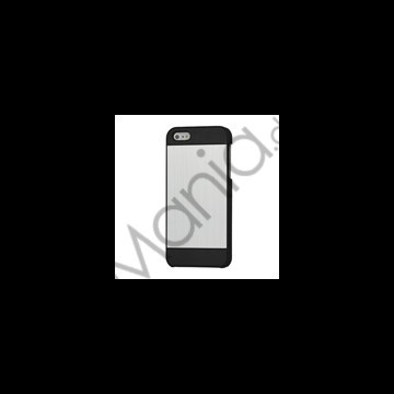 Deluxe Børstet Metal Hard Beskyttelses Case iPhone 5 cover - Sort / Silver
