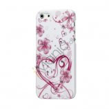 Diamante Sweet Heart og Blomster Hard Shell Case til iPhone 5