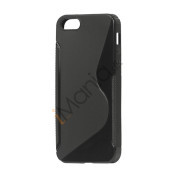 S Formet TPU Gele Case Cover til iPhone 5 - Sort