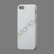 S Formet TPU Gele Case Cover til iPhone 5 - Hvid
