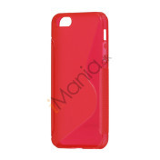 S Formet TPU Gele Case Cover til iPhone 5 - Rød
