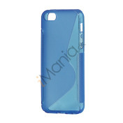 S Formet TPU Gele Case Cover til iPhone 5 - Blå