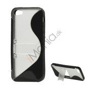 S-Curve TPU & Plastic Hybrid Case Cover med Holder til iPhone 5 - Sort