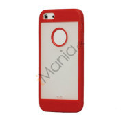 Mat Plastic & TPU Combo Cover Case til iPhone 5 - Rød