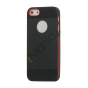 To-tone Gel TPU Case Cover med Round Cutout til iPhone 5 - Sort / Rød
