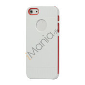 To-tone Gel TPU Case Cover med Round Cutout til iPhone 5 - Hvid / Rød
