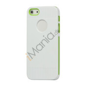 To-tone Gel TPU Case Cover med Round Cutout til iPhone 5 - Hvid / Grøn