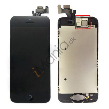 iPhone 5 LCD og Digitizer Sæt inkl. Trygsensor + Digitizer Ramme + Front Kamera + Home-knap + Homeknap Holder - Sort