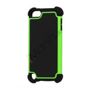 Vandret Striber Silicone & Plastic Combo Case Cover til iPod Touch 5 - Sort / Grøn