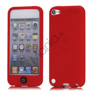 Cover med farvet home-knap Jelly Silikone taske til iPod Touch 5 - Rød
