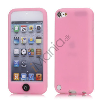 iPod Touch 5 Silikone Taske med Cover med farvet home-knap - Pink