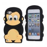 Sød 3D Abe, blød beskyttende silikone Jelly Taske til iPod Touch 5 - Sort