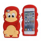 Sød 3D Abe, blød beskyttende silikone Jelly Taske til iPod Touch 5 - Rød