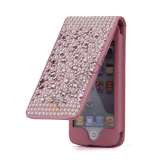 Luksus Diamant og Perler Pink Lodret Læder Beskyttende taske til iPod Touch 5 med Kreditkortholdere