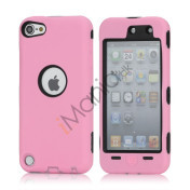 Snap-on Plastic og silikone Combo Defender taske til iPod Touch 5 - Sort / Pink