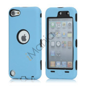 Snap-on Plastic og silikone Combo Defender taske til iPod Touch 5 - Sort / Baby Blue