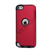 Blankt aluminum Kombineret Silikone Hard Back Case til iPod Touch 5 - Sort / Rød