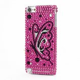 Bling iPod Touch 5 Luksus 3D Swarovski Krystal Diamant Sommerfugl Rose Case Cover