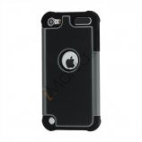 Fodbold Grain Combo Silikone og plast Hard Defender Case til iPod Touch 5 - Sort / Grå