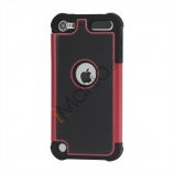 Fodbold Grain Combo Silikone og plast Hard Defender Case til iPod Touch 5 - Sort / Rød