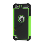 Fodbold Grain Combo Silikone og plast Hard Defender Case til iPod Touch 5 - Sort / Grøn