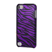 Zebra Striber Combo 2 i 1 Snap-On Hard Case Cover til iPod Touch 5 - Sort / Lilla