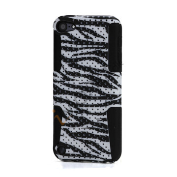 Zebra Gitter 2 i 1 Plastic & Silicone Hybrid Hard Case til iPod Touch 5 - Hvid