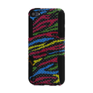 Farvet Zebra Design Hybrid Gitter hård plast Over Silikone Taske hud Cover til iPod Touch 5