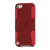 Perforeret Ventileret Plastic & Silikone Hybrid Taske til iPod Touch 5 - Rød