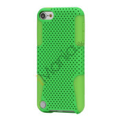 Perforeret Ventileret Plastic & Silikone Hybrid Taske til iPod Touch 5 - Grøn