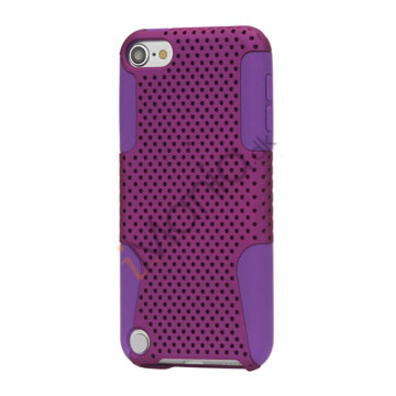 Perforeret Ventileret Plastic & Silikone Hybrid Taske til iPod Touch 5 - Purple