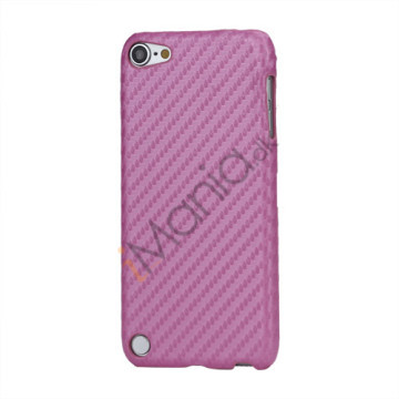 Vævet mønster Carbon Fiber Læder Coated Hard Case til iPod Touch 5 - Pink