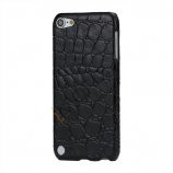 Crocodile Læder Skin Beskyttende Hard Case til iPod Touch 5 - Sort