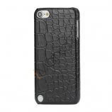 Moderigtigt Blankt Crocodile Læder Skin Hard Case til iPod Touch 5 - Sort