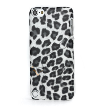 Leopard mønstret PU læder belagt Hard Case til iPod Touch 5 - Hvid / Grå