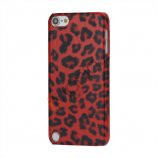 Leopard mønstret PU læder belagt Hard Case til iPod Touch 5 - Rød