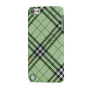 Stilfuld Plaid Mønster Læder Skin Hard Case til iPod Touch 5 - Grøn